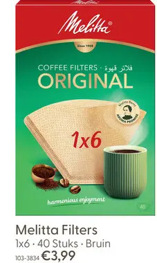 Aanbieding: Melitta Filters 1x6/40 Bruin