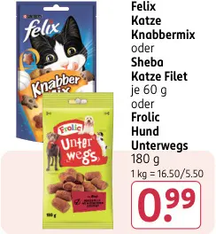 Aanbieding: Felix Katze Knabbermix oder Sheba Katze Filet