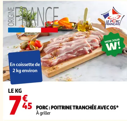 Offre: Porc: poitrine tranchée avec os*