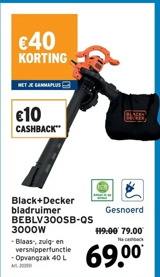 Promotie: Black+Decker bladruimer BEBLV300SB-QS 3000W