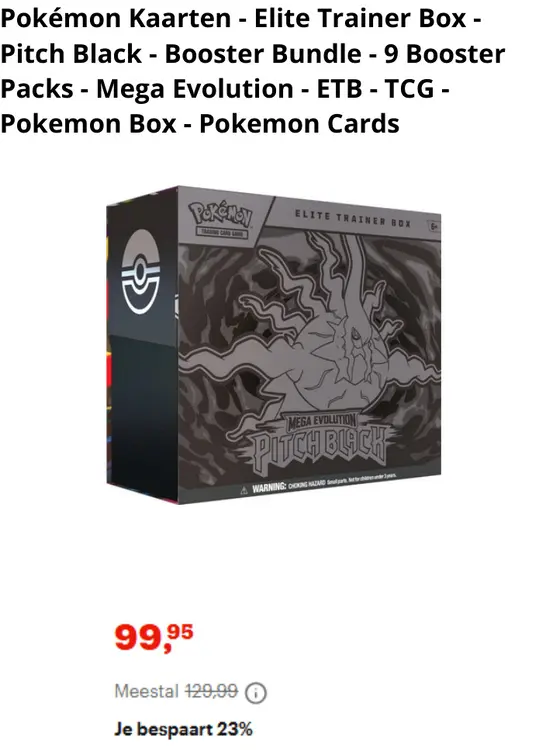 Promotie: Pokémon Kaarten - Elite Trainer Box - Pitch B
