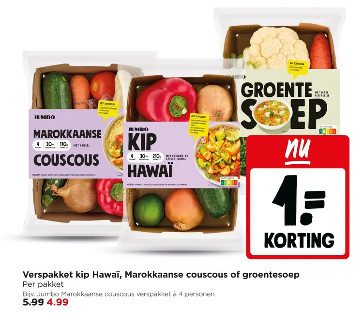 Aanbieding: Verspakket kip Hawaï, Marokkaanse couscous of groentesoep