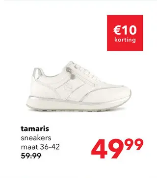 Aanbieding: Tamaris dames sneakers wit zilver