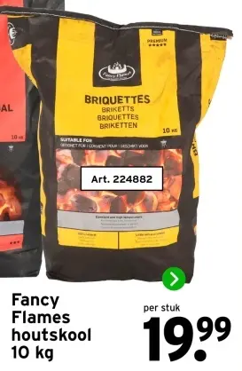Aanbieding: Fancy Flames houtskool 10 kg 1+1 GRATIS