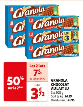Aanbieding: GRANOLA CHOCOLAT AU LAIT LU