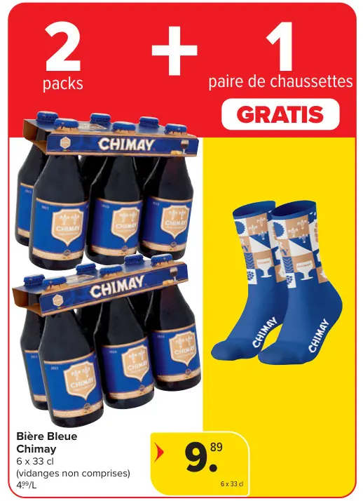 Offre: Bière Bleue + 1 paire de chaussettes GRATIS