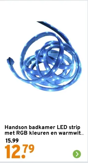 Aanbieding: Handson badkamer LED strip met RGB kleuren en warmwit