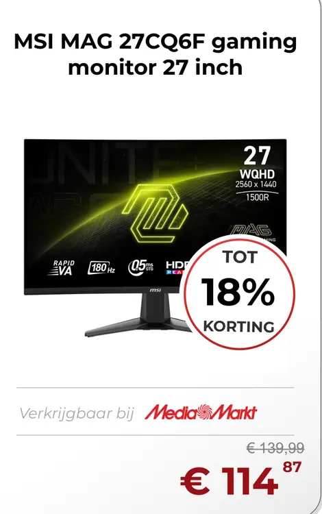 Aanbieding: MAG 27CQ6F gaming monitor