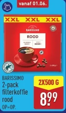 Aanbieding: BARISSIMO 2-pack filterkoffie rood