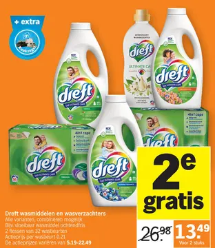 Aanbieding: Dreft wasmiddelen en wasverzachters