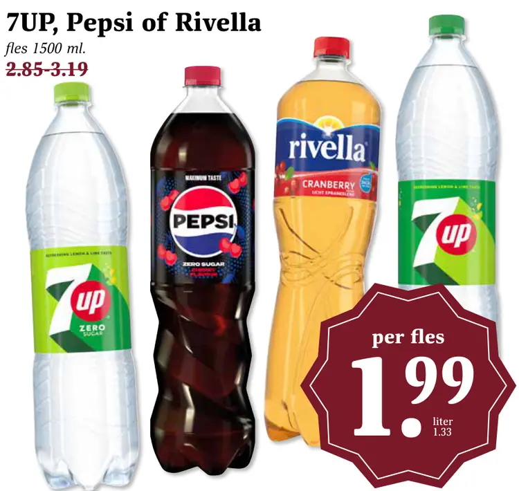 Aanbieding: 7UP, Pepsi of Rivella