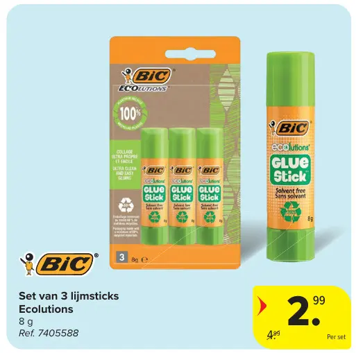 Promotie: Set van 3 lijmsticks Ecolutions