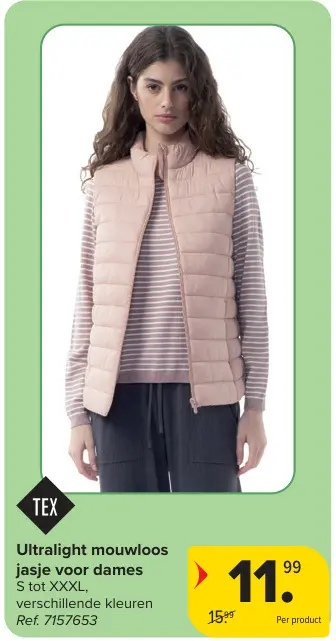 Promotie: Ultralight mouwloos jasje voor dames