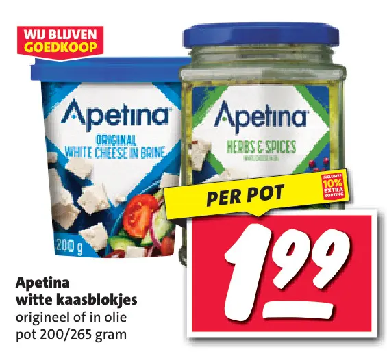 Aanbieding: witte kaasblokjes