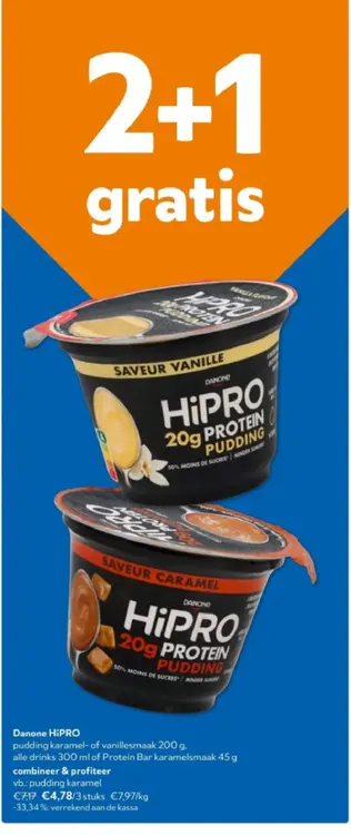 Promotie: HiPRO pudding karamel- of vanillesmaak
