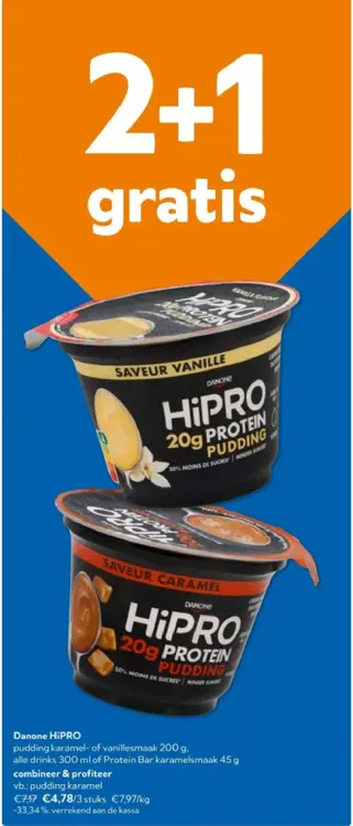 Promotie: HiPRO pudding karamel- of vanillesmaak