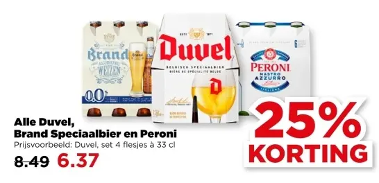 Aanbieding: Alle Duvel, Brand Speciaalbier en Peroni