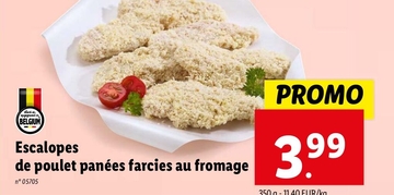 Offre: Escalopes de poulet panées farcies au fromage