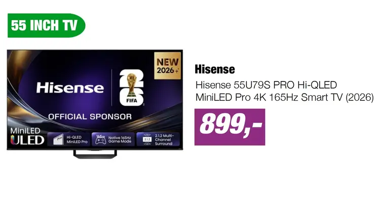 Aanbieding: Hisense 55U79S PRO Hi-QLED MiniLED Pro 4K 165Hz Smart TV (2026)