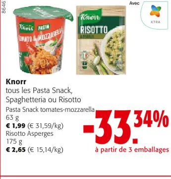 Offre: Pasta Snack, Spaghetteria ou Risotto