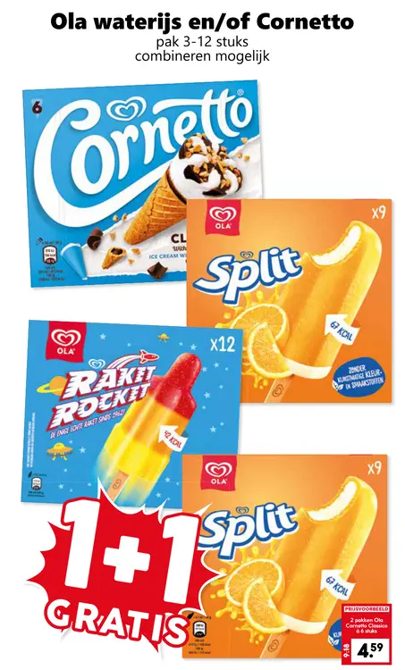Aanbieding: Waterijs en/of Cornetto