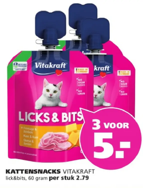 Aanbieding: KATTENSNACKS VITAKRAFT lick&bits