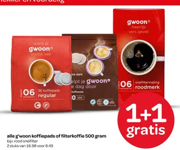 Aanbieding: alle g'woon koffiepads of filterkoffie