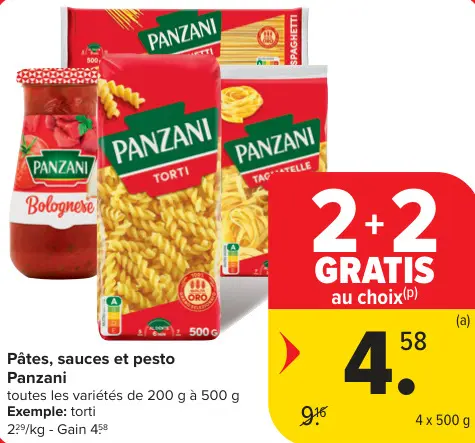 Offre: Pâtes, sauces et pesto