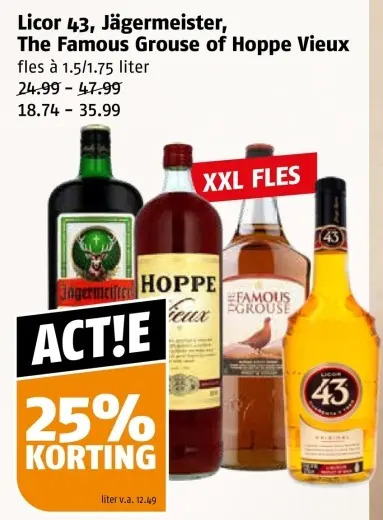 Aanbieding: Licor 43, Jägermeister, The Famous Grouse of Hoppe Vieux
