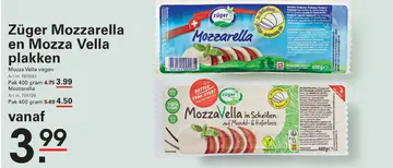 Aanbieding: Züger Mozzarella en Mozza Vella plakken