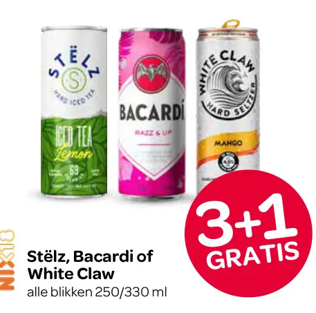 Aanbieding: Stëlz, Bacardi of White Claw