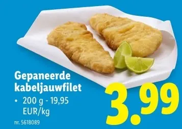 Promotie: Gepaneerde kabeljauwfilet