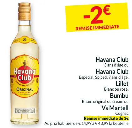 Offre: Havana Club, Lillet, Bumbu oi VS Martell