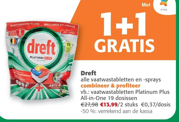 Aanbieding: vaatwastabletten Platinum Plus All-in-One