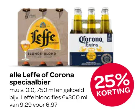 Aanbieding: Leffe of Corona speciaalbier