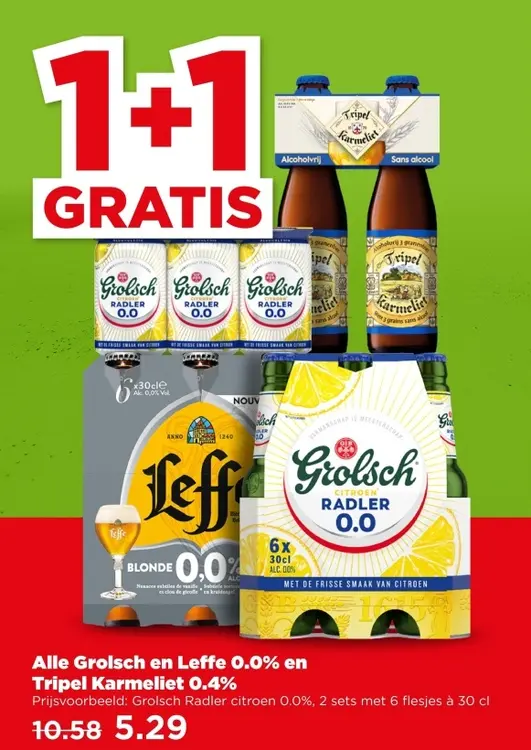 Aanbieding: Grolsch Radler citroen 0.0%, Leffe 0.0% and Tripel Karmeliet 0,4%
