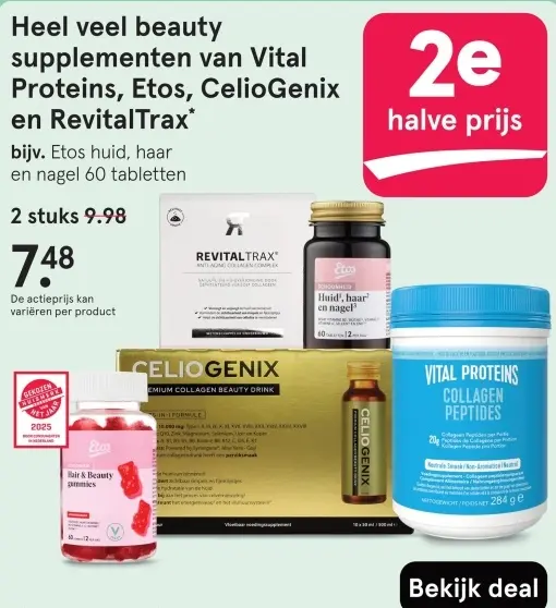 Aanbieding: Beauty supplementen Vital Proteins, Etos, CelioGenix en RevitalTrax