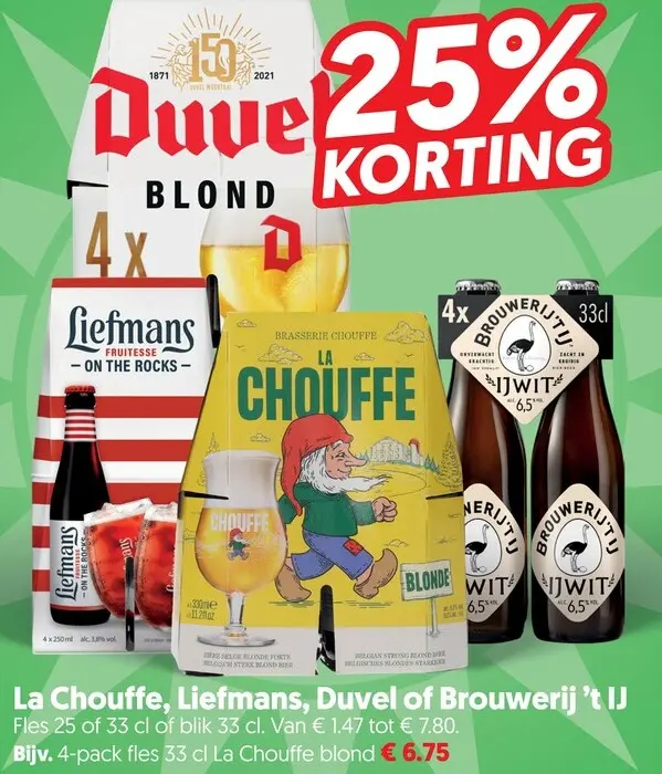 Aanbieding: La Chouffe, Liefmans, Duvel of Brouwerij 't IJ