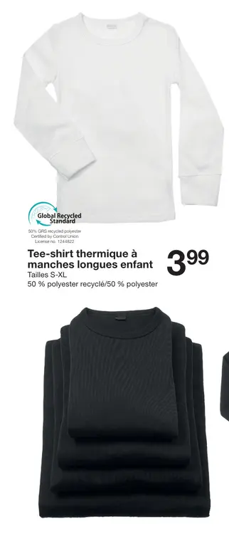 Offre: Tee-shirt thermique à manches longues enfant