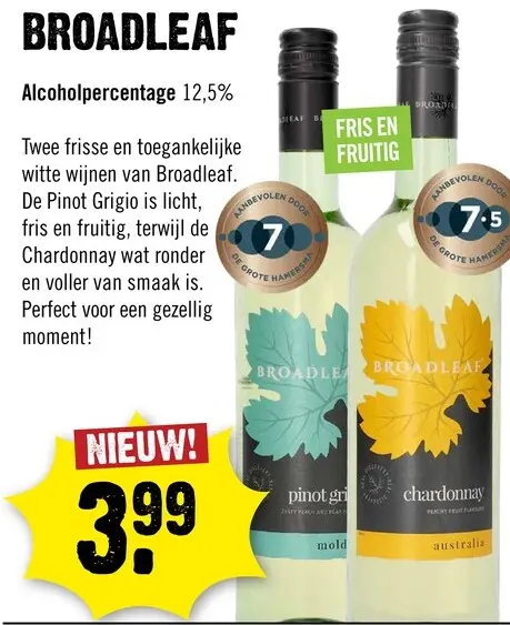 Aanbieding: Broadleaf Pinot Grigio 75 cl