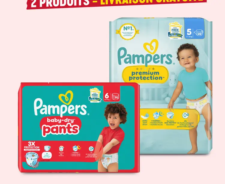 Offre: Pampers baby-dry pants & Pampers premium prot