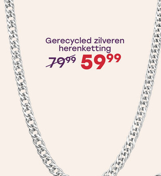 Aanbieding: Gerecycled zilveren herenketting gourmet schakel