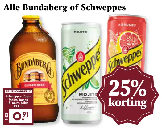 Aanbieding: Alle Bundaberg of Schweppes