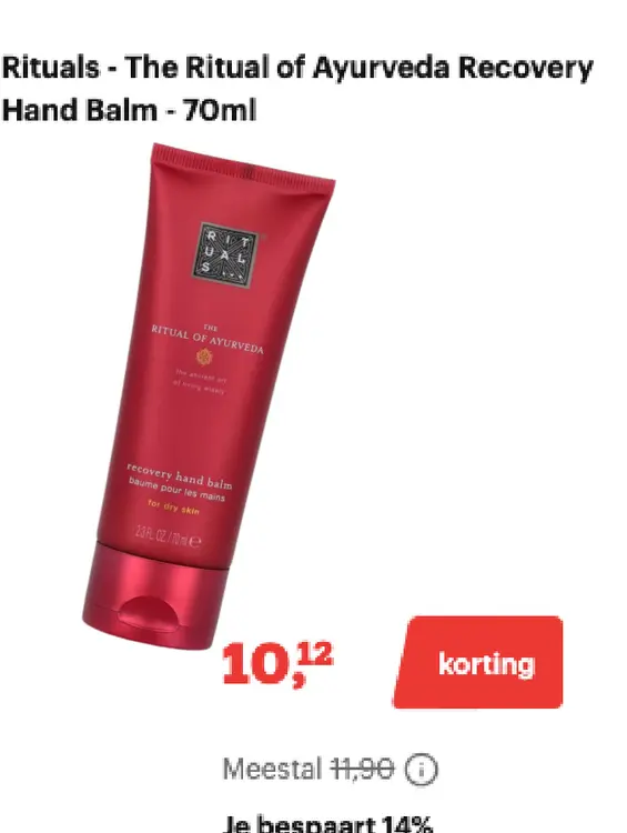 Promotie: The Ritual of Ayurveda Recovery Hand Balm