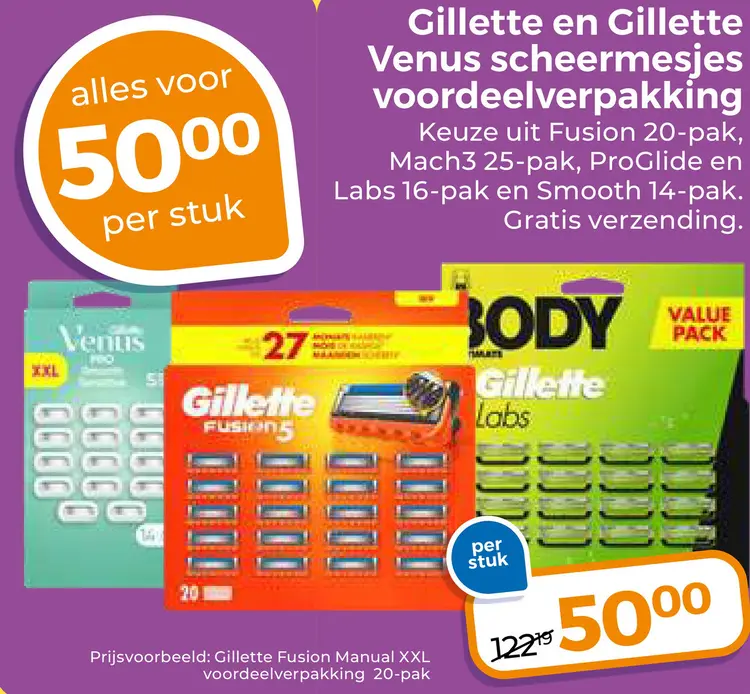 Aanbieding: Gillette en Gillette Venus scheermesjes voordeelverpakking