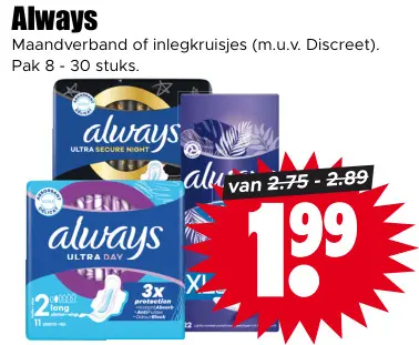 Aanbieding: Maandverband of inlegkruisjes
