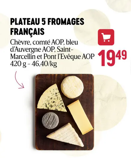 Offre: Plateau 5 fromages français