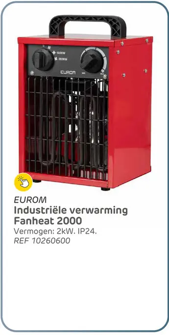 Promotie: De eurom ek fanheat 2000 is een elektrische werkplaatskachel met een vermogen van 2000 watt.