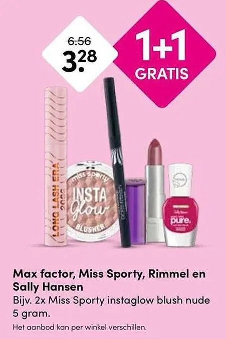 Aanbieding: Max factor, Miss Sporty, Rimmel en Sally Hans