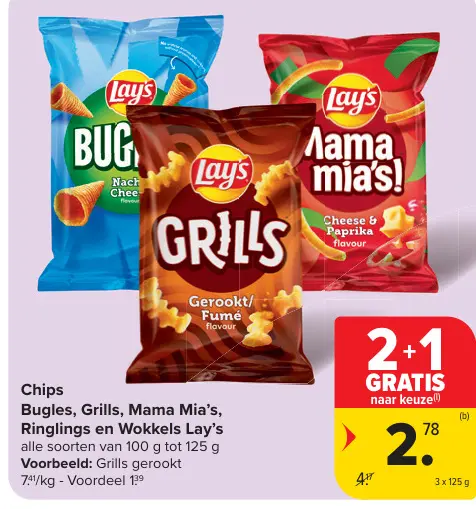Promotie: Chips Bugles, Grills, Mama Mia's, Ringlings en Wokkels